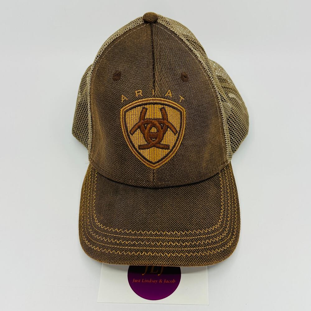 Ariat Brown Oilskin Structured Cap Adjustable Mes… - image 2